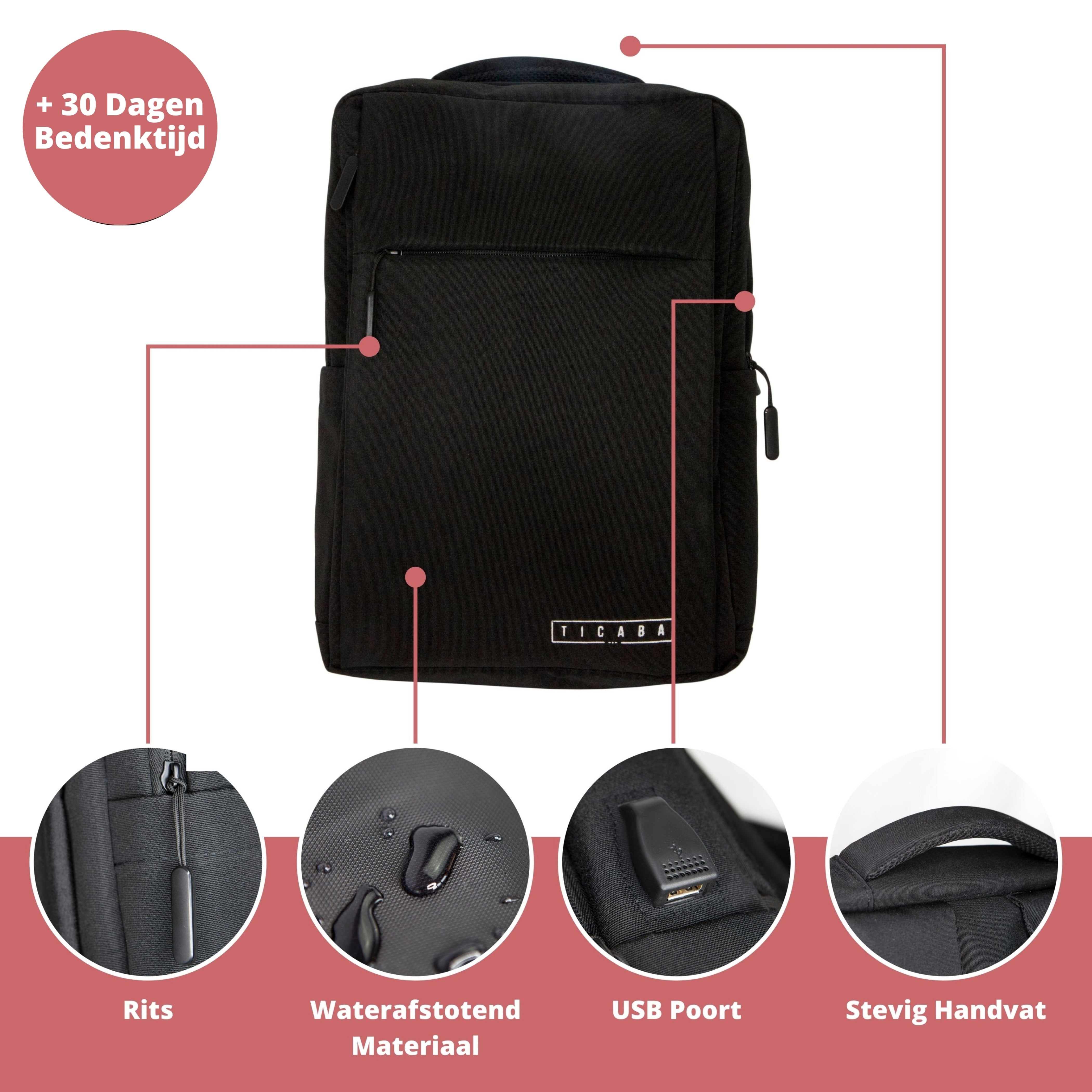 TICABA DAVIS – LAPTOP RUGZAK T/M 15.6 INCH