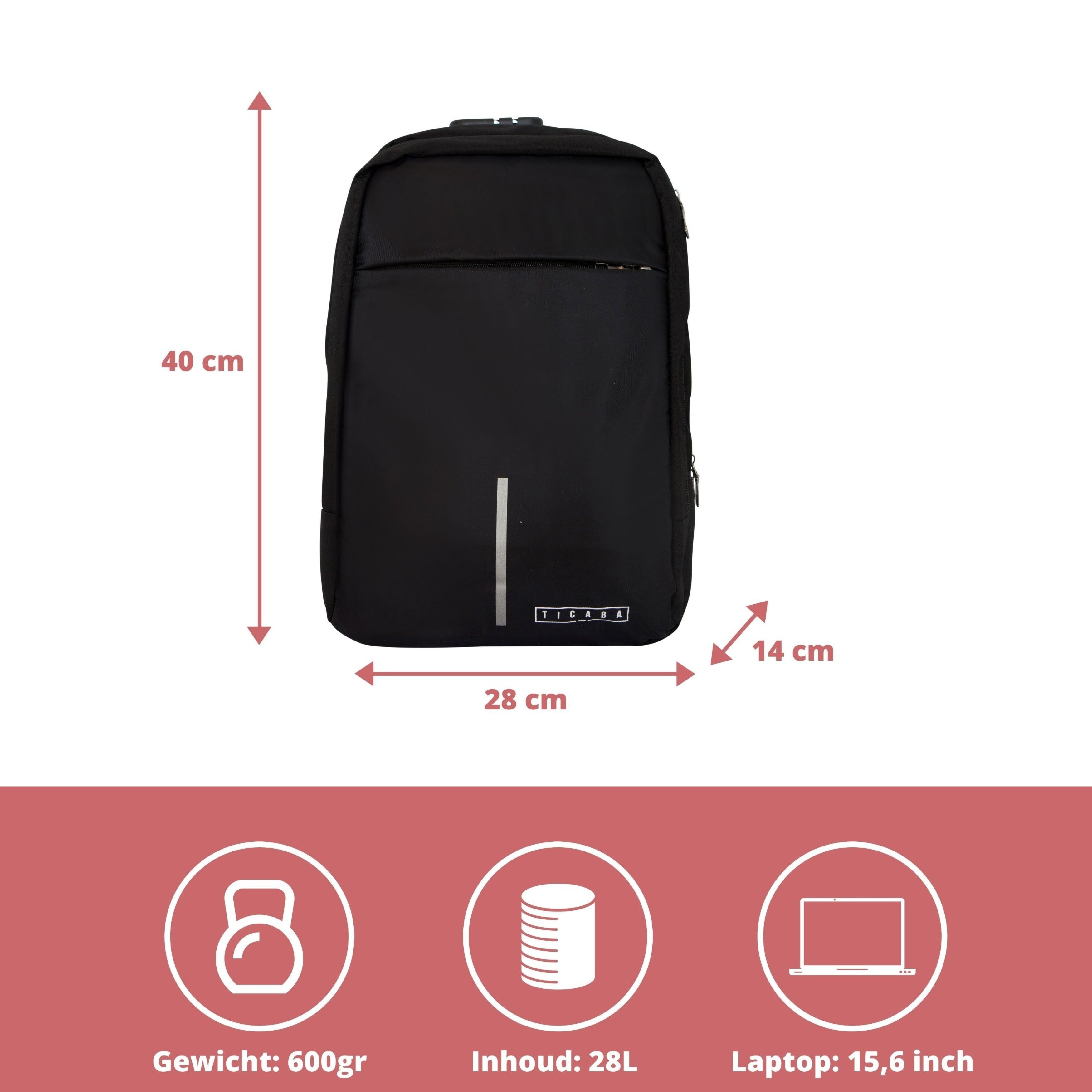 TICABA SMITH – LAPTOP RUGZAK T/M 15.6 INCH