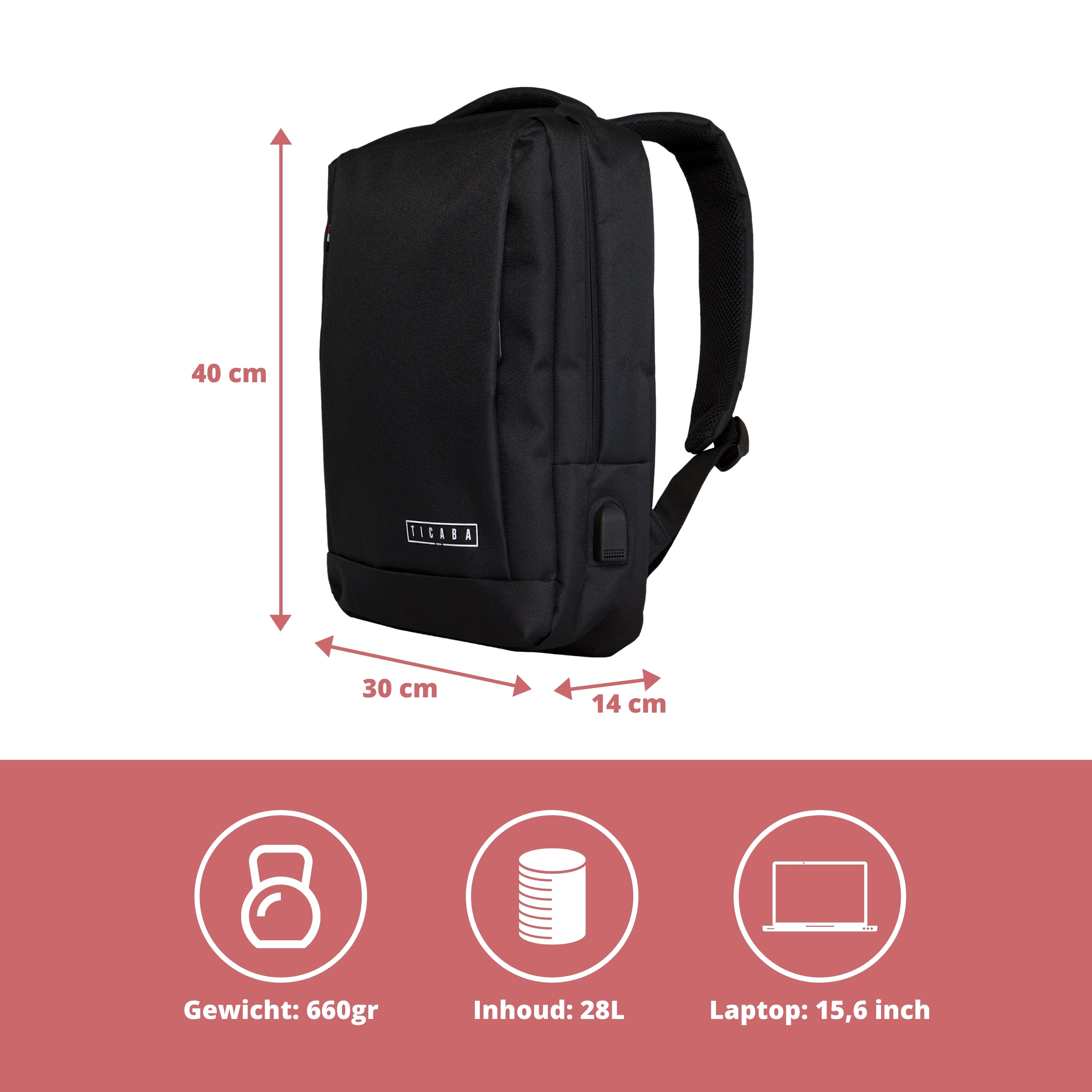 TICABA JONES – LAPTOP RUGZAK T/M 15.6 INCH